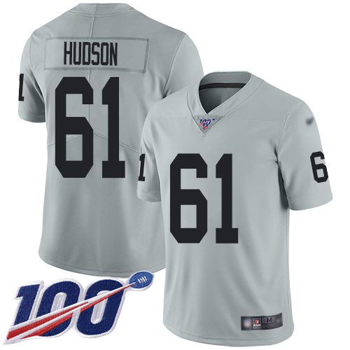 Men Oakland Raiders Limited Silver Rodney Hudson Jersey NFL Football #61 100th Season Inverted Jersey